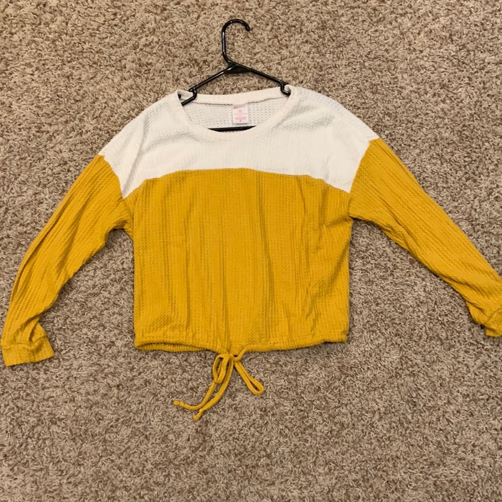 Mustard Yellow Bottom Tie Sweater